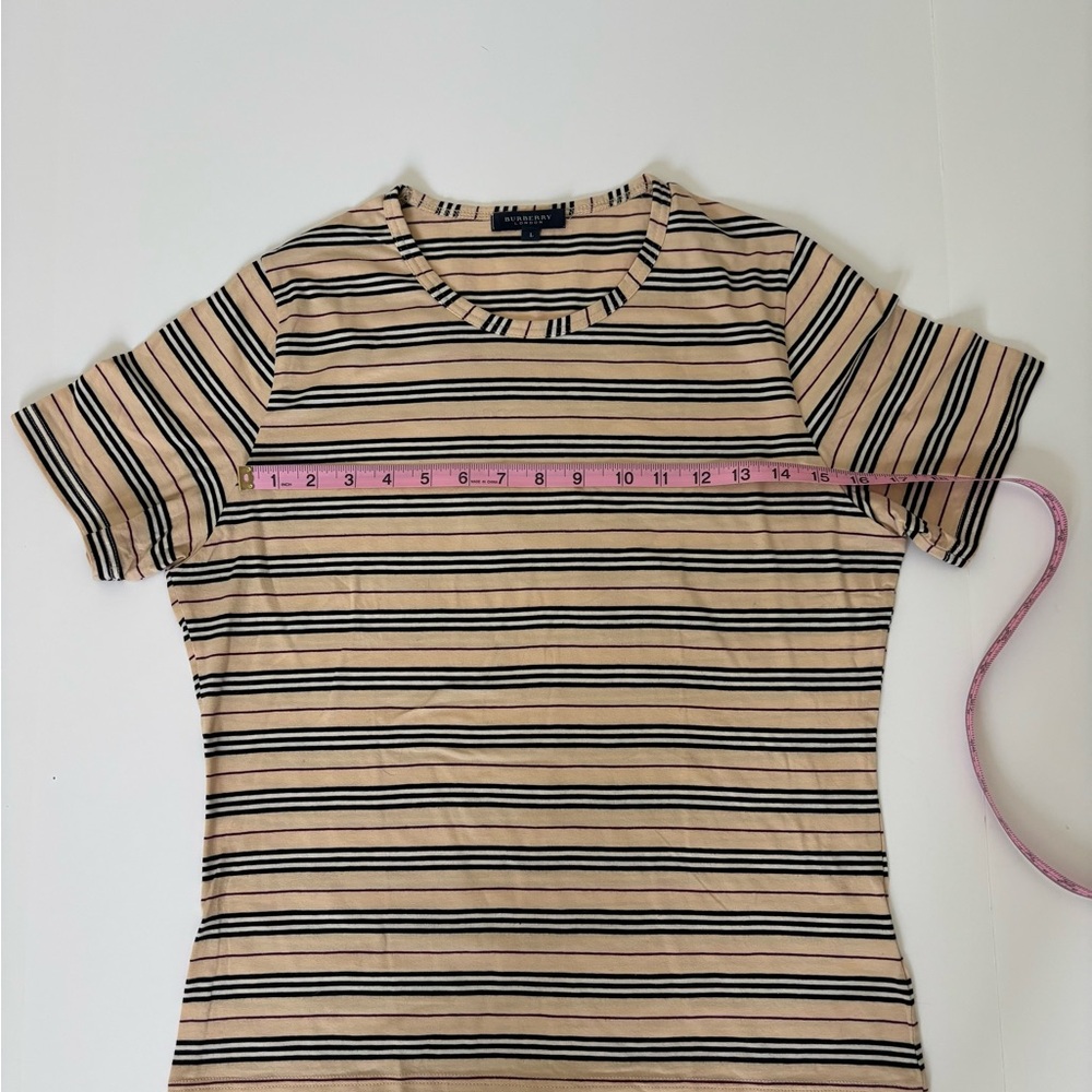 Burberry Beige and Black Striped Tee